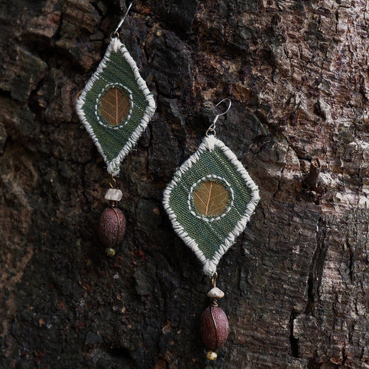 Earth Harmony Leaf & Gemstone Earrings