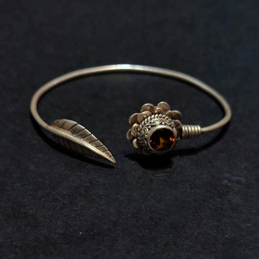 Radiant Clarity Bracelet | Pure Silver Citrine Bangle for Abundance and Spiritual Energy