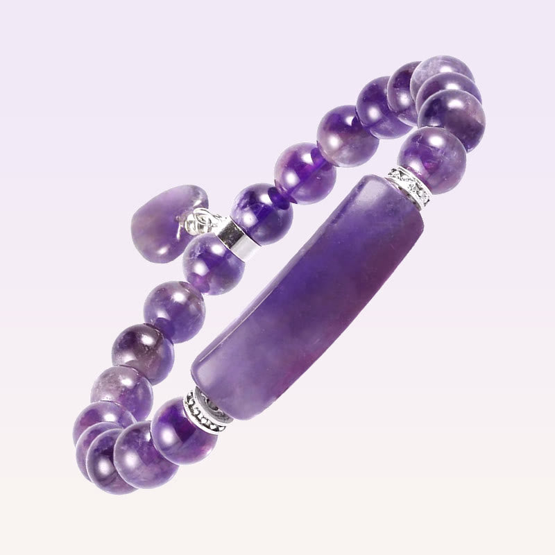 Buddha Stones "All the best for Calm and Wisdom" Amethyst Love Bracelet Includes Gift Message Card