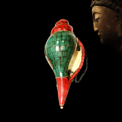 Buddha Stones Tibetan Handmade Shankha Om Mani Padme Hum Buddha Conch Shell Lucky Decoration