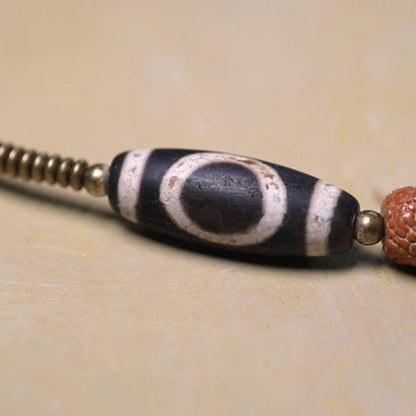 Buddha Stones 108 Mala Rudraksha Beads Bodhi Seed Dzi Bead Luck Auspiciousness Tassel Bracelet