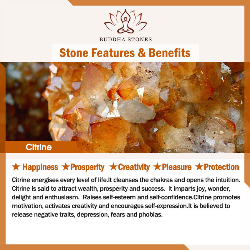 Buddha Stones Multicolored Rutilated Quartz Citrine Wealth Protection Flower Bracelet