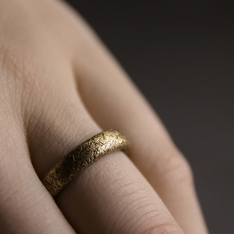 Buddha Stones Tibetan Vintage Texture Design Copper Luck Couple Ring