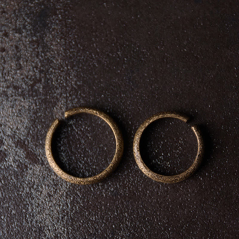 Buddha Stones Tibetan Vintage Texture Design Copper Luck Couple Ring