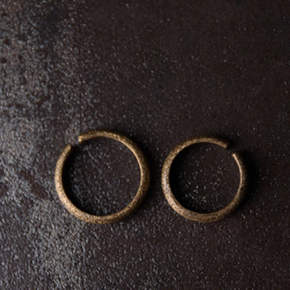 Buddha Stones Tibetan Vintage Texture Design Copper Luck Couple Ring