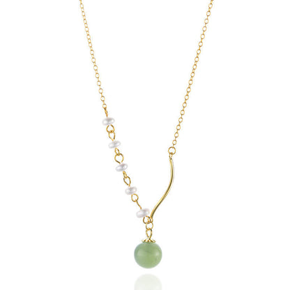Buddha StonesNatural Hetian Jade Pearl Luck Bead Necklace Pendant