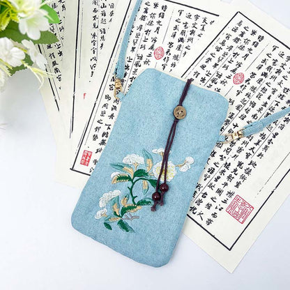 Buddha Stones Small Embroidered Flowers Crossbody Bag Shoulder Bag Cellphone Bag 11*20cm