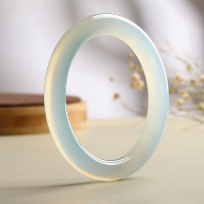 Buddha Stones Natural Aquamarine Blessing Serenity Bangle Bracelet