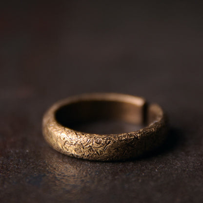 Buddha Stones Tibetan Vintage Texture Design Copper Luck Couple Ring