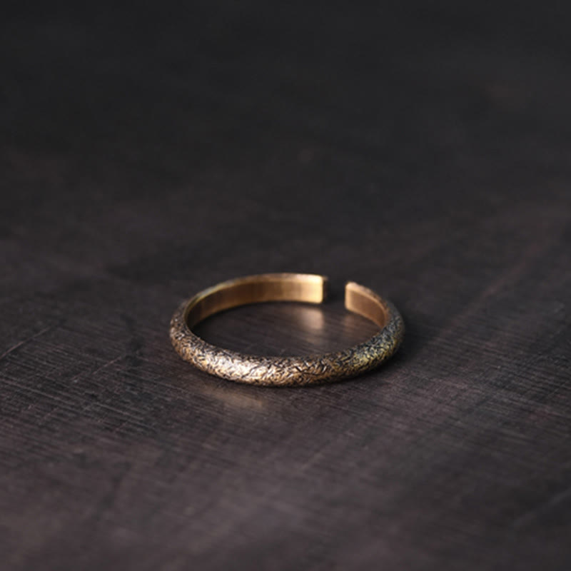 Buddha Stones Tibetan Vintage Texture Design Copper Luck Couple Ring