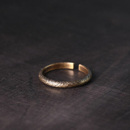 Buddha Stones Tibetan Vintage Texture Design Copper Luck Couple Ring