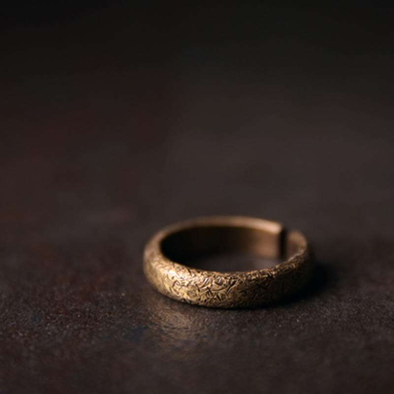 Buddha Stones Tibetan Vintage Texture Design Copper Luck Couple Ring