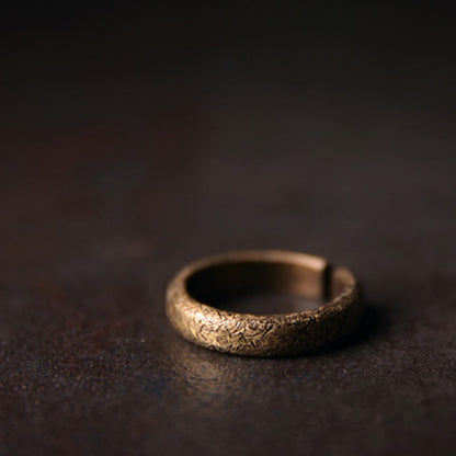 Buddha Stones Tibetan Vintage Texture Design Copper Luck Couple Ring