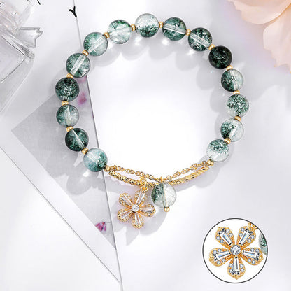 Buddha Stones Green Phantom Crystal Confidence Charm Bracelet