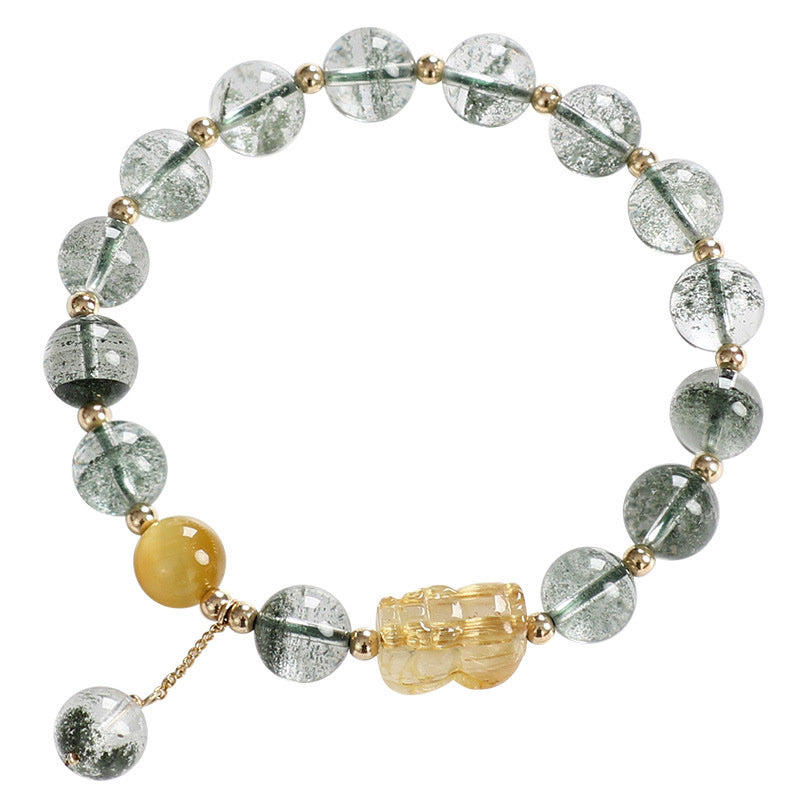 Buddha Stones Green Phantom Citrine PiXiu Confidence Bracelet