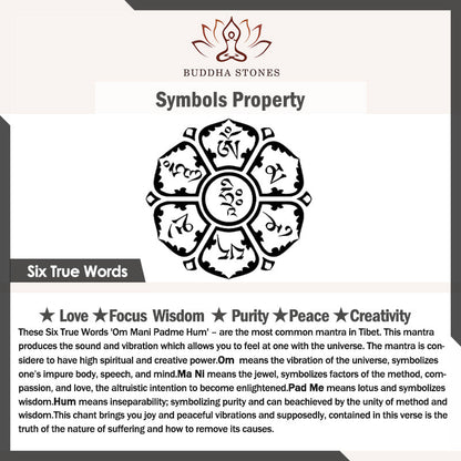 Buddha Stones White Bodhi Six True Words Protection Bracelet