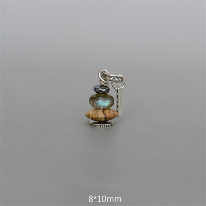 Buddha Stones Zen Cairn Labradorite Various Crystals Calm Pendant Necklace