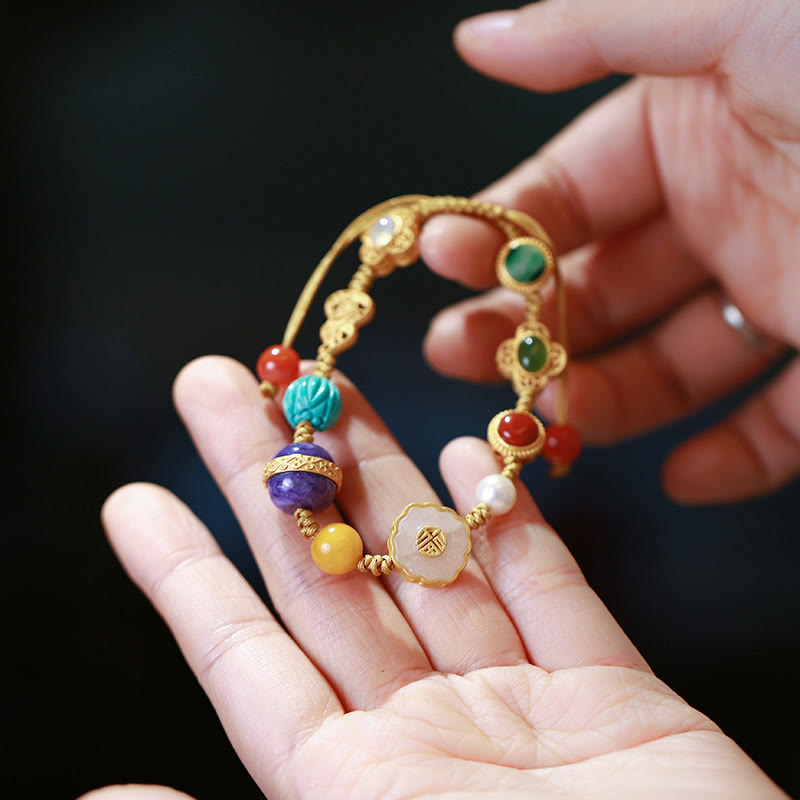 Buddha Stones 925 Sterling Silver Natural Hetian Jade Amber Red Agate Crystals Luck Bracelet