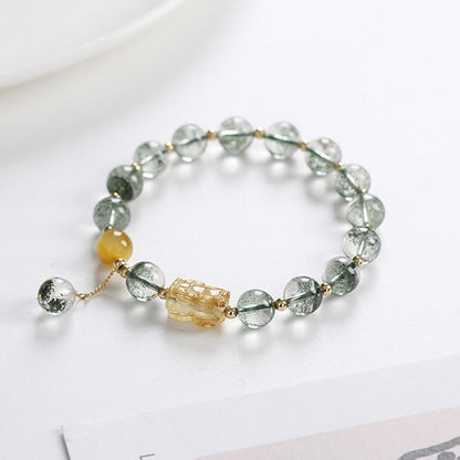 Buddha Stones Green Phantom Citrine PiXiu Confidence Bracelet