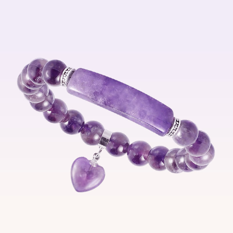 Buddha Stones "All the best for Calm and Wisdom" Amethyst Love Bracelet Includes Gift Message Card