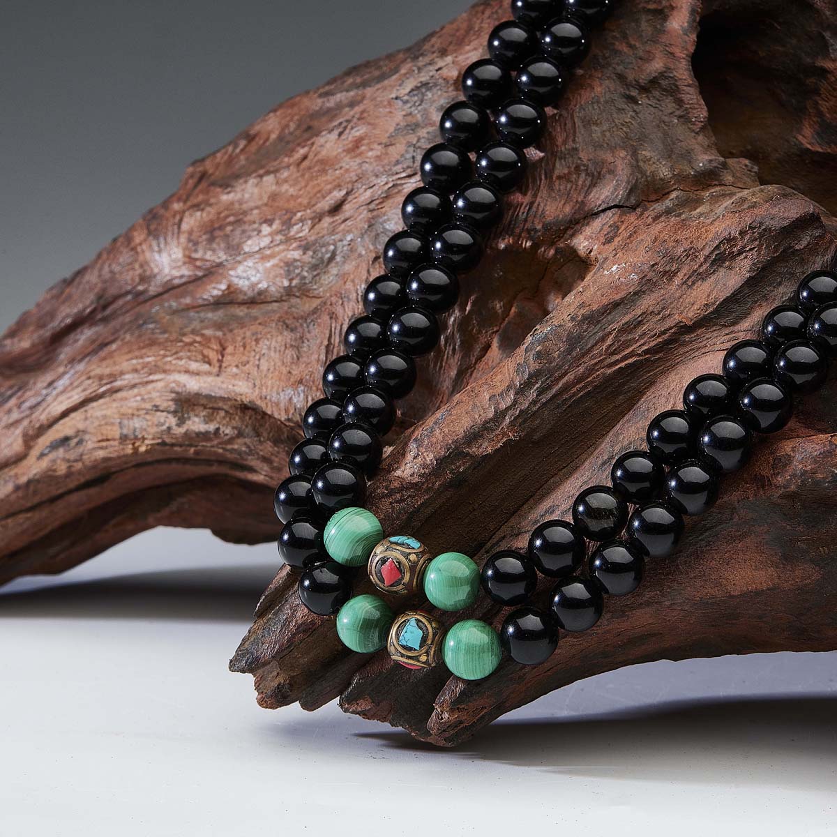 Protection Energy Obsidian and Turquoise Mala 108 Mala Beads