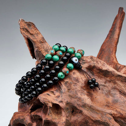 Protection Energy Obsidian and Turquoise Mala 108 Mala Beads