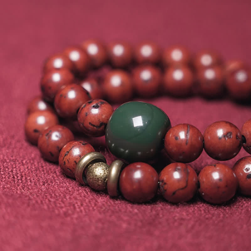 Buddha Stones Bodhi Seed Cyan Jade Copper Peace Luck Bracelet