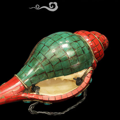 Buddha Stones Tibetan Handmade Shankha Om Mani Padme Hum Buddha Conch Shell Lucky Decoration