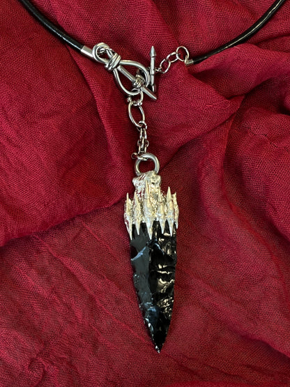 Obsidian Power Spiritual Pendulum Pendant - Protective Energy, Handcrafted Black Obsidian Necklace