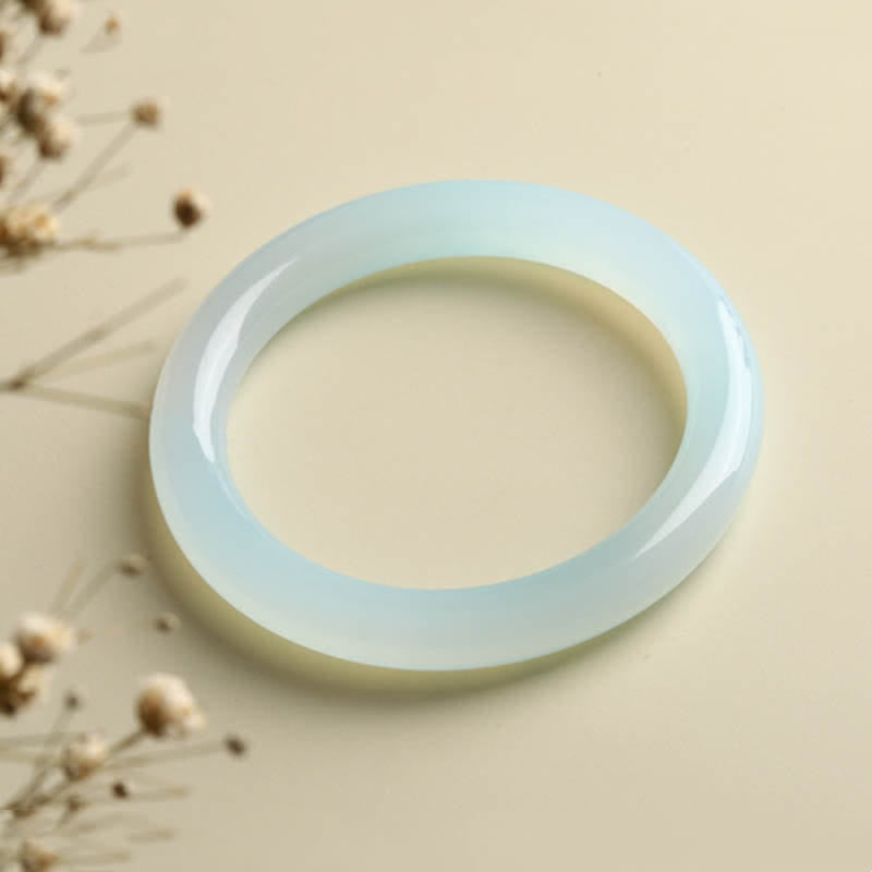 Buddha Stones Natural Aquamarine Blessing Serenity Bangle Bracelet