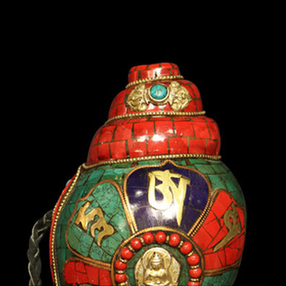 Buddha Stones Tibetan Handmade Shankha Om Mani Padme Hum Buddha Conch Shell Lucky Decoration