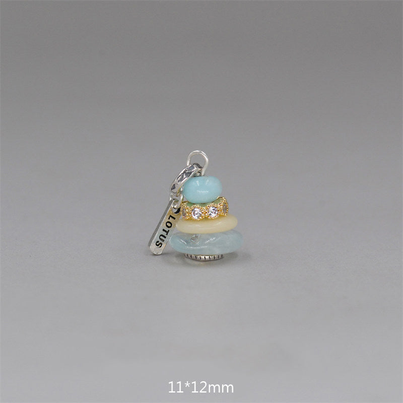 Buddha Stones Zen Cairn Labradorite Various Crystals Calm Pendant Necklace