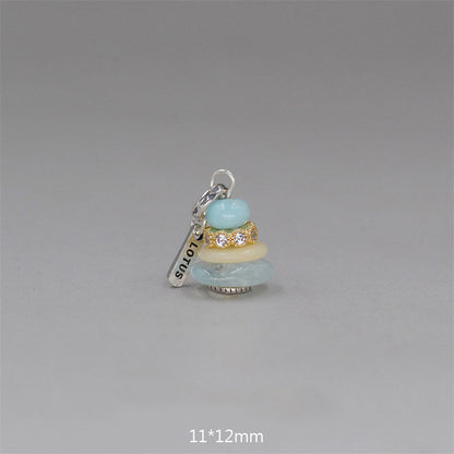 Buddha Stones Zen Cairn Labradorite Various Crystals Calm Pendant Necklace