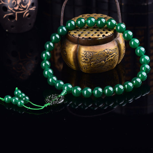 Buddha Stones Natural Green Agate Wrist Mala Manifestation Pocket Mala Car Decoration
