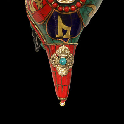 Buddha Stones Tibetan Handmade Shankha Om Mani Padme Hum Buddha Conch Shell Lucky Decoration