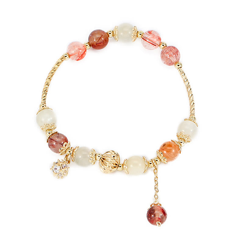 Buddha Stones Colorful Rutilated Quartz Cat Eye Zircon Auspiciousness Bead Bracelet
