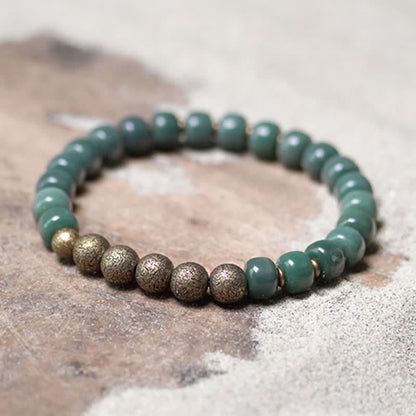 Buddha Stones Tibetan Cyan Bodhi Seed Copper Success Bracelet