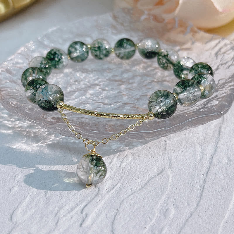 Buddha Stones Green Phantom Crystal Confidence Charm Bracelet