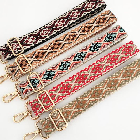 Buddha Stones Multicolor Embroidered Shoulder Bag Straps