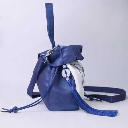 Buddha Stones Suzhou Embroidery Camellia Magnolia Peony Lotus Silk Tote Crossbody Bag Shoulder Bag Handbag