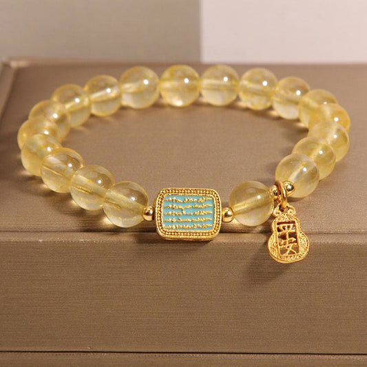 Buddha Stones Natural Citrine Five Scriptures Generosity Bracelet