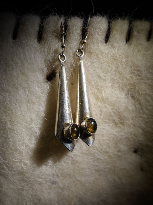 Citrine Trumpet Flower Sterling Silver Earrings