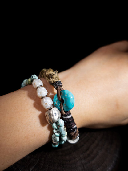 Serenity Balance Turquoise Bracelet | Tibetan-Inspired Woven Design