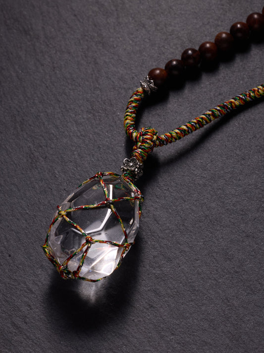 Kailash Energy Essence of Soul Recovery Clear Quartz Pendant with Lapis Lazuli and Sterling Silver