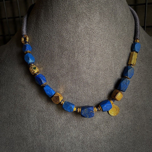 Lapis Lazuli Clarity Necklace | Tibetan Jewelry with Lapis Lazuli for Calm Decision-Making and Improved Sleep