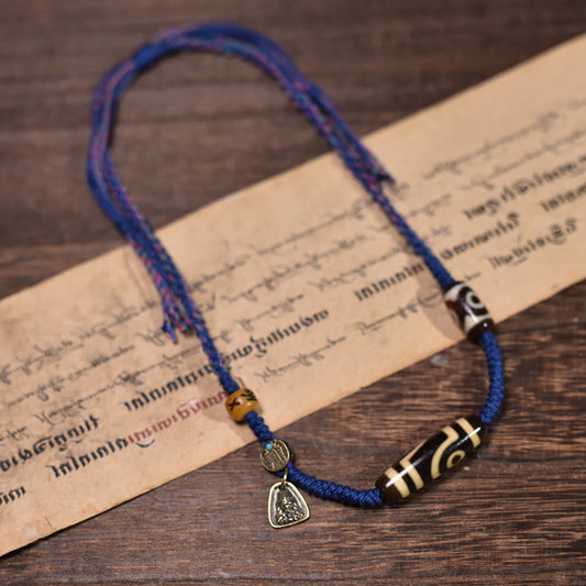 Prosperity Guardian Two-Eyed Dzi Pendant