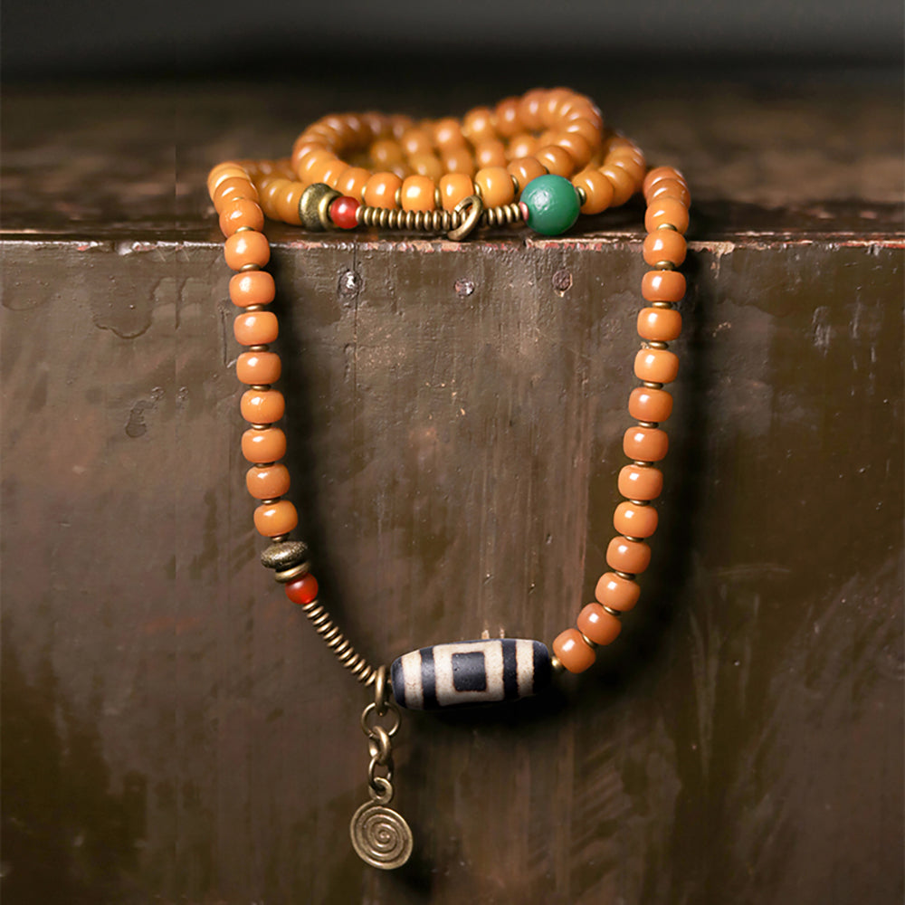 Wisdom Focus Bracelet | Bodhi Seed and Dzi Bead Bracelet for Concentration and Spiritual Insight
