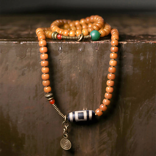 Wisdom Focus Bracelet | Bodhi Seed and Dzi Bead Bracelet for Concentration and Spiritual Insight