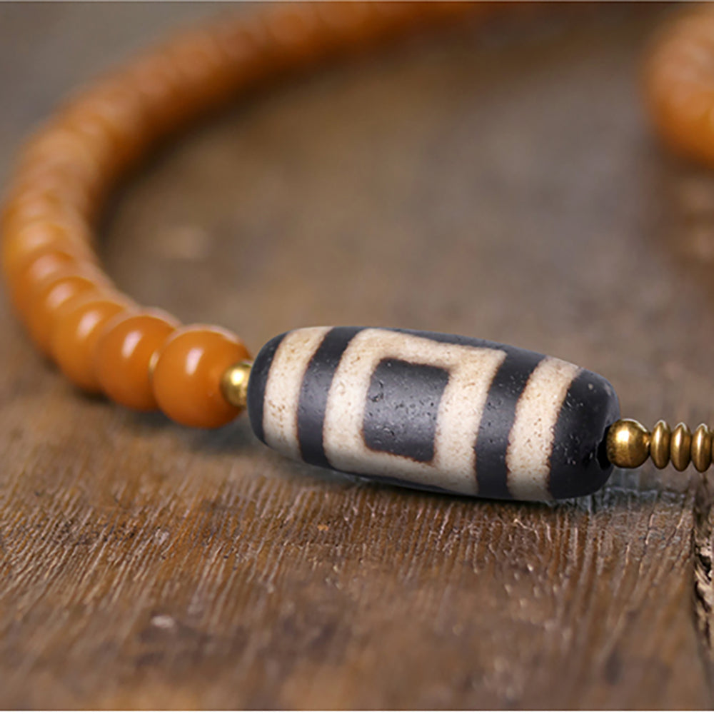 Wisdom Focus Bracelet | Bodhi Seed and Dzi Bead Bracelet for Concentration and Spiritual Insight