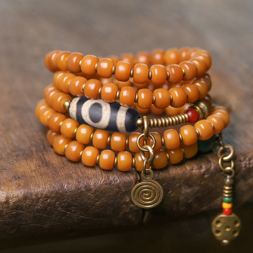 Wisdom Focus Bracelet | Bodhi Seed and Dzi Bead Bracelet for Concentration and Spiritual Insight